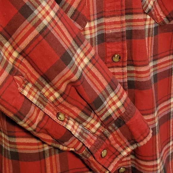 JACHS GIRLFRIEND Red Plaid Shacket, Snap-down, Size Small - Picture 7 of 11